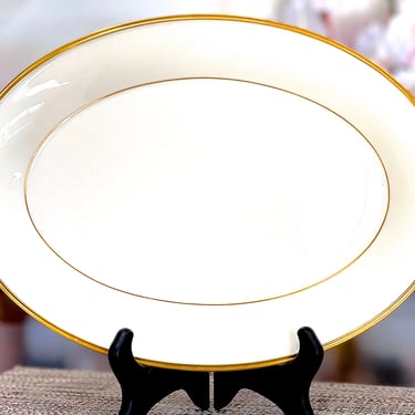 VINTAGE: Lenox Eternal Oval Serving Platter - Ivory Porcelain - Tableware - Holidays Wedding Gold Rings Unbroken Eternal Bond - Made in USA 