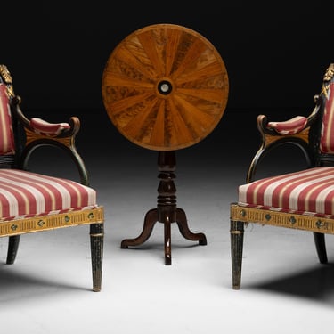 Regency Armchairs / Inlay Tilt Top Table