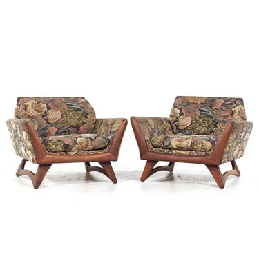 Adrian Pearsall for Craft Associates Mid Century Walnut Lounge Chairs - Pair - mcm 