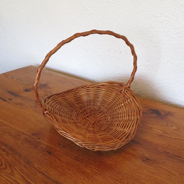 Vintage Woven Wicker Flower Gathering Basket 
