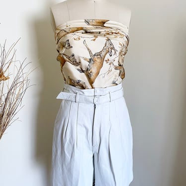 Vintage 80's High Waisted White Leather Shorts, 28