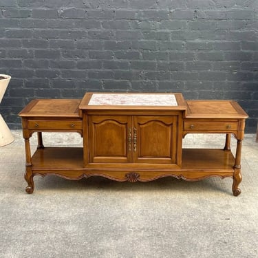 French Provincial Style Console Credenza with Marble Top, c.1960’s 