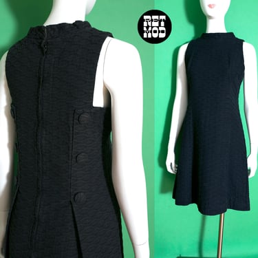 Tori Richard Classic Vintage Solid Black Textured Sleeveless Cotton Dress 