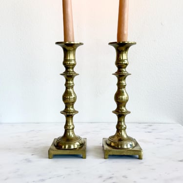 Set of 2 Brass 10” Candlesticks Tall Brass Candleholders Taper Candleholders Traditional Decor Mantle Dining Room Centerpiece Candle Holder 