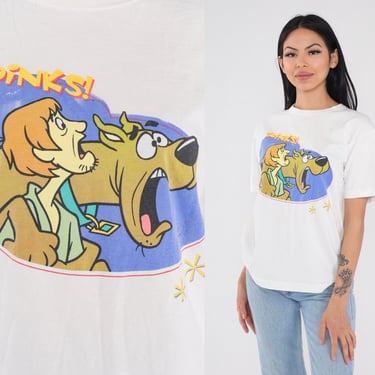 Scooby Doo Shirt 90s Cartoon T-Shirt Zoinks Shaggy Graphic Tee Warner Bros Retro Nostalgic Tshirt Single Stitch White 1990s Vintage Medium M 