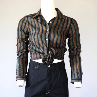Vintage Striped Silk Button Down Collared Blouse - Daniel Schagen Made In Germany - XS 