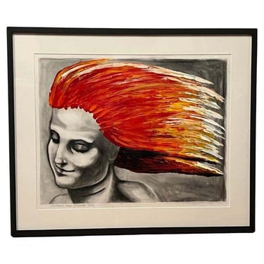 Mixed-Media Red Hair Portrait by Christopher Mark Brennan