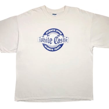 Vintage 90s/Y2K White Castle “Always Open, Always Tasty” Fast Food Burger Restaurant Promo Graphic T-Shirt Size XL/XXL 