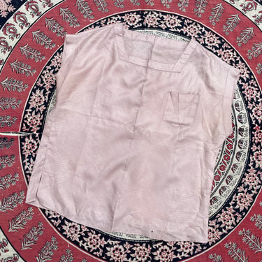Vintage early ‘80s blouse, palest dusty rose | square neck, loose fit, M 