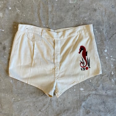 Size 38 1950s Campus Seahorse Swim Trunks 2311 