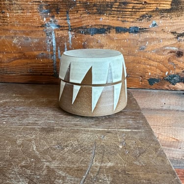 Salt Box - White and Brown Geometric Shapes 