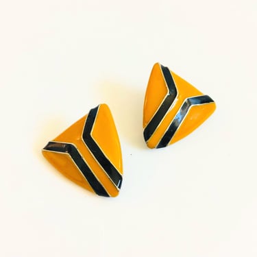 Vintage Ochre Enamel Earrings 