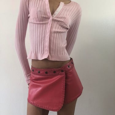 Vintage Pink Leather Mini Skirt 