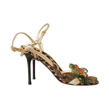Dolce &amp; Gabbana Cheetah Print Beaded Flower Heels