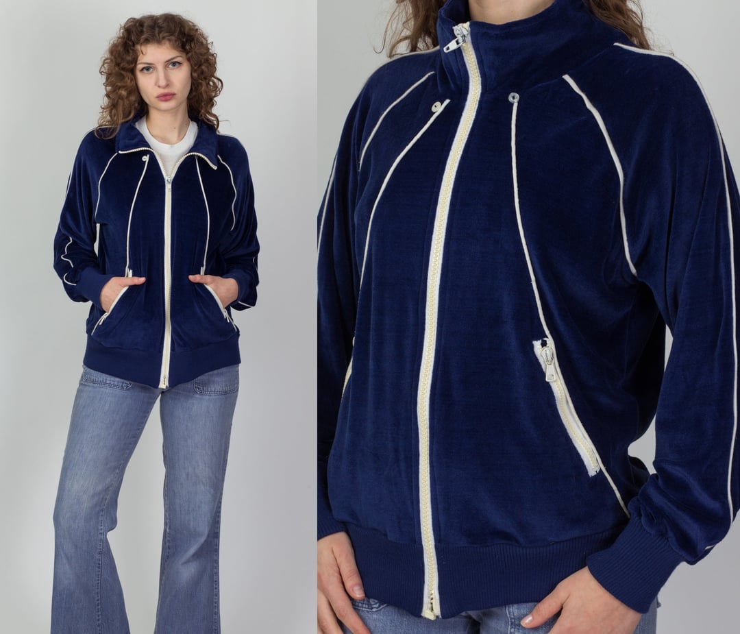 70s 80s Blue Velour Track Jacket - Men's Medium | Vintage | Flying ...