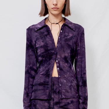 Purple Tie Dye Fitted Button Up
