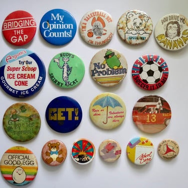 Vintage Pinback Buttons - Misc. Novelty Pins - You Choose - Retro & Modern 