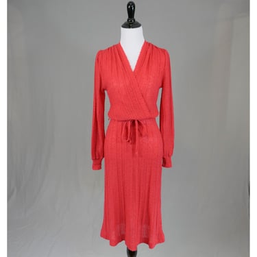 70s Knit Dress - Orange w/ a touch of Pink - Contessa Visconte for Marisa Christina - Vintage 1970s - M 