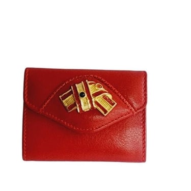 Vintage Judith Leiber Mini Coin Purse Red Leather 