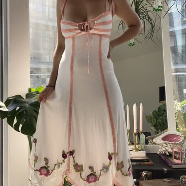 Vintage White and Floral Betsey Johnson Dress