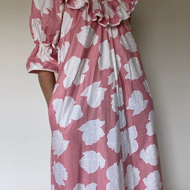 vintage floral ruffle sleeve day dress medium 