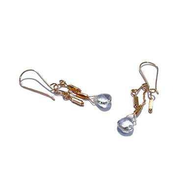 Debbie Fisher | Gold Vermeil and Clear Quartz Beads on Gold Fill Wire Earring