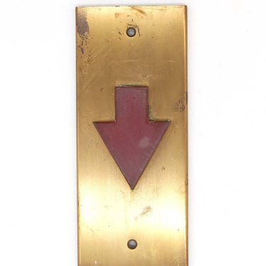 Reclaimed Red Lucite Down Indicator Brass Elevator Plate