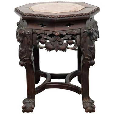 Chinese Inset Marble Top Taboret Plant Fern Stand