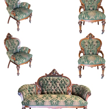 American Late Victorian Renaissance Revival Parlor Sofa & Chair set 