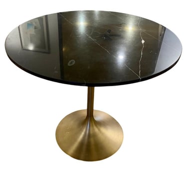 Contemporary Dining Table in Black Marble with Bronze Finish Metal Base