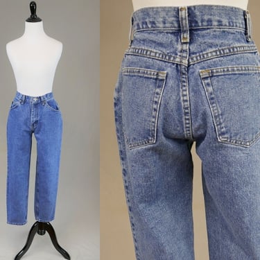 90s Chic Jeans - 26" waist - Blue Cotton Denim - Relaxed Fit Tapered Leg - Vintage 1990s - 29" inseam Petite 