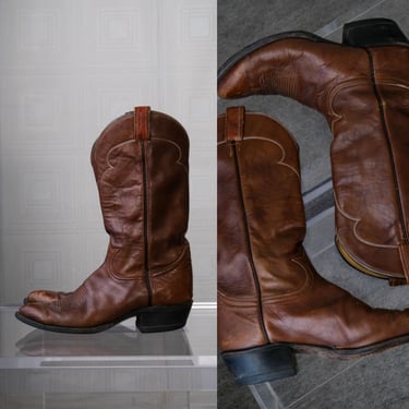 Vintage TONY LAMA Black Label 1970s Brown Leather Western Boots | Made in El Paso Texas USA | Size 11 D Mens | Designer Cowboy Boots 70s 