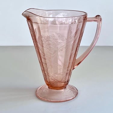 Pink Depression Glass Footed Pitcher 