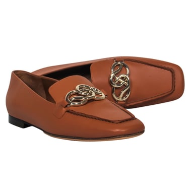 Lafayette 148 - Tan Leather Loafer w/ Gold Toe Detail Sz 5