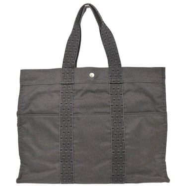 Hermes Gray Canvas Herline Tote GM Handbag