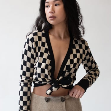 1990s Checkered Wrap Sweater | Moschino 