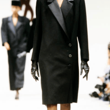 YVES SAINT LAURENT- 1984 Wool Tuxedo Coat Dress, Size-12