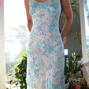 Vintage Silk Floral Midi Dress