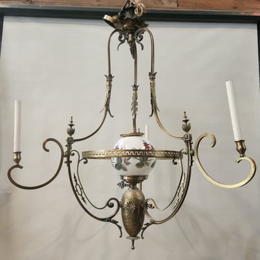Antique Victorian Converted Oil/Candle Chandelier c.1880