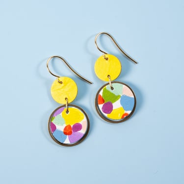 Scarlett + Powder Blue Orbit Leather Earrings - Colourful Retro Statement Earrings 