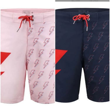 BRAND NEW! David Bowie Navy Blue or Pink Lighting Bolt shorts Board Shorts Unisex Swimwear Gifts for Bowie fans Ziggy Stardust 