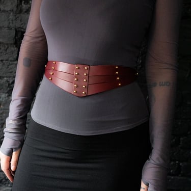 Merlot Leather Waist Cincher Belt