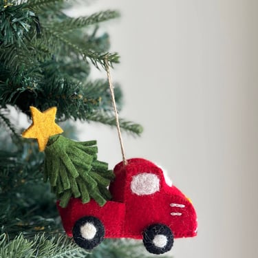 Deer Harbour Design | Felt Pickup Truck with Christmas Tree Ornament