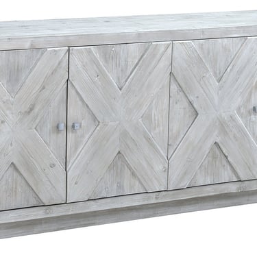 White Wash Reclaimed Pine Sideboard Cabinet by Terra Nova Furniture Los Angeles 