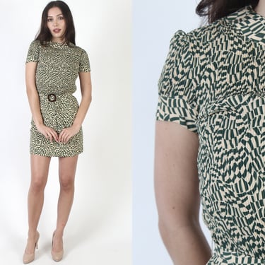 Sexy 60s Pleated Go Go Micro Mini Dress With Matching Belt 