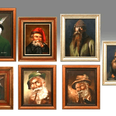 Portrait Paintings, Oil on Canvas, Seven Bavarian and Russian Framed Paintings!