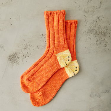 Kapital 56 Yarns MA-1 Smilie Socks, Orange