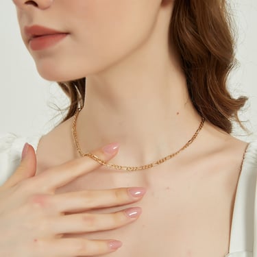 Riley 18k gold filled chain necklace, figaro chain necklace, gold chain necklace, gold filled chain, gold filled necklace, layering necklace 