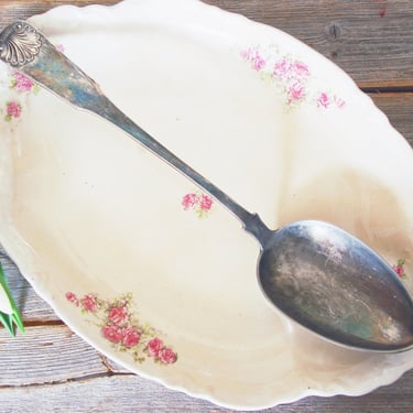 Vintage silver spoon / large Leonard silver plated vintage serving spoon / silver scoop / Italian country cottage / farmhouse kitchen decor 