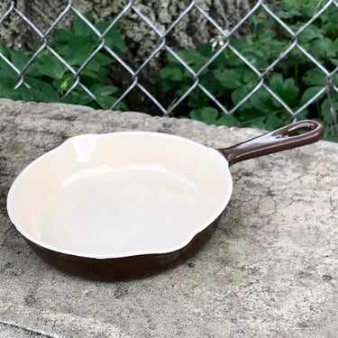 Vintage Le Creuset Small 6.5 inch Skillet 16 Made in France Brown Enamelware Pan 1970s 